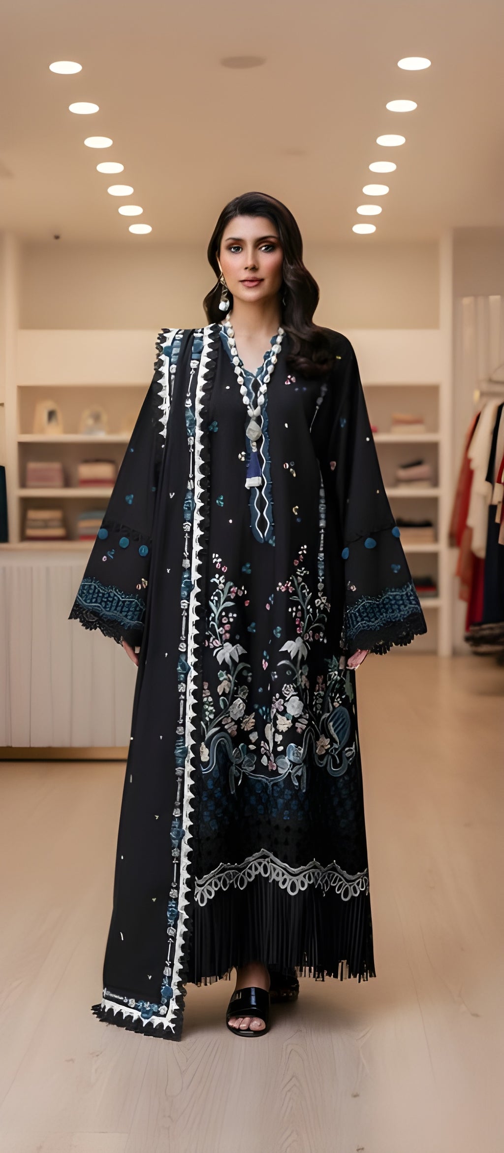 Dhanak Embroidered 3-Piece Suit