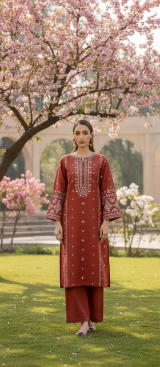 Dhanak Embroidered 2-Piece Suit