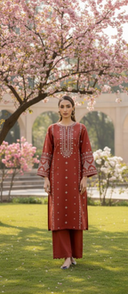 Dhanak Embroidered 2-Piece Suit