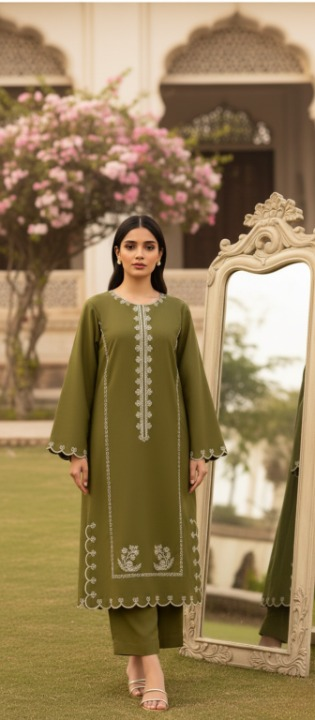 Dhanak Embroidered 2-Piece Suit