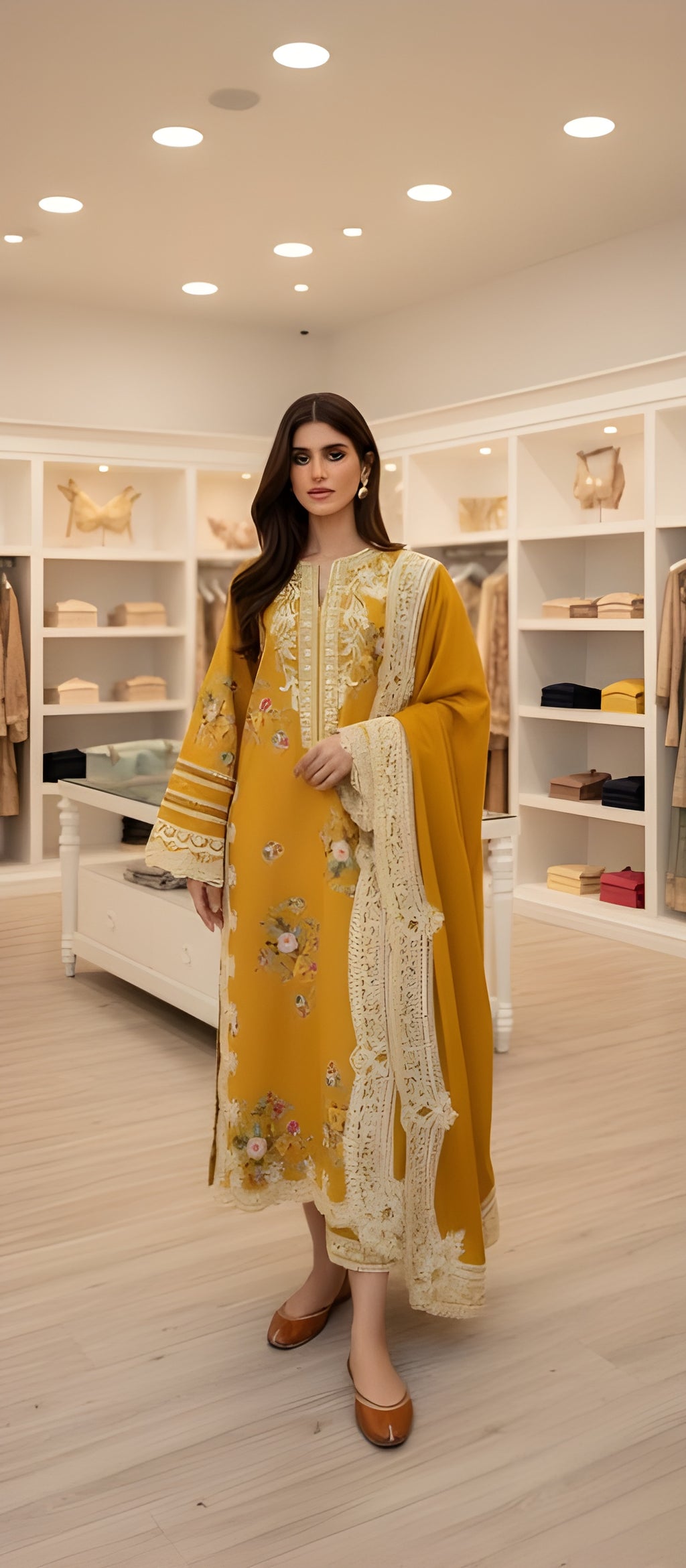 Dhanak Embroidered 3-Piece Suit