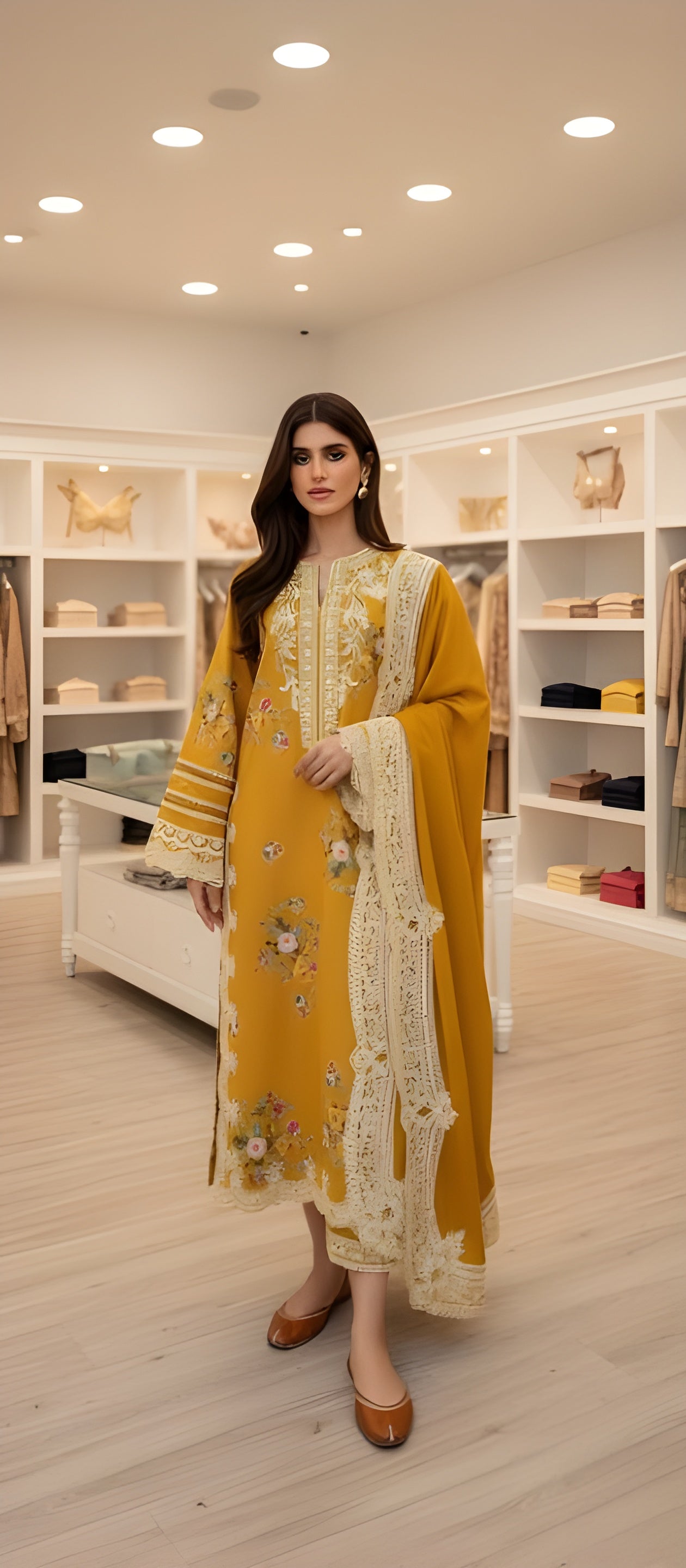 Dhanak Embroidered 3-Piece Suit