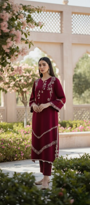 Dhanak Embroidered 2-Piece Suit