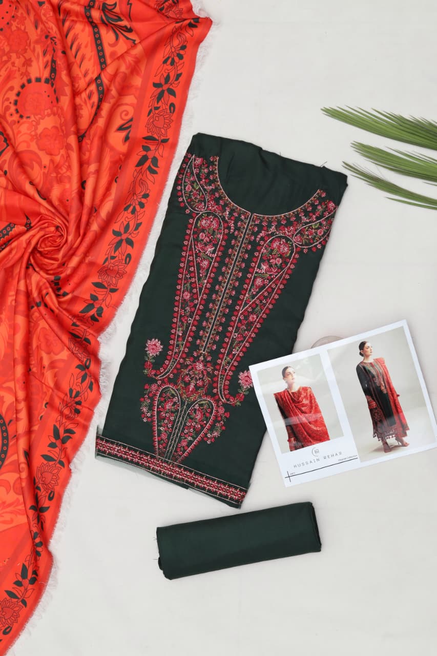 Maria B Dhanak Embroidered 3-Piece Suit