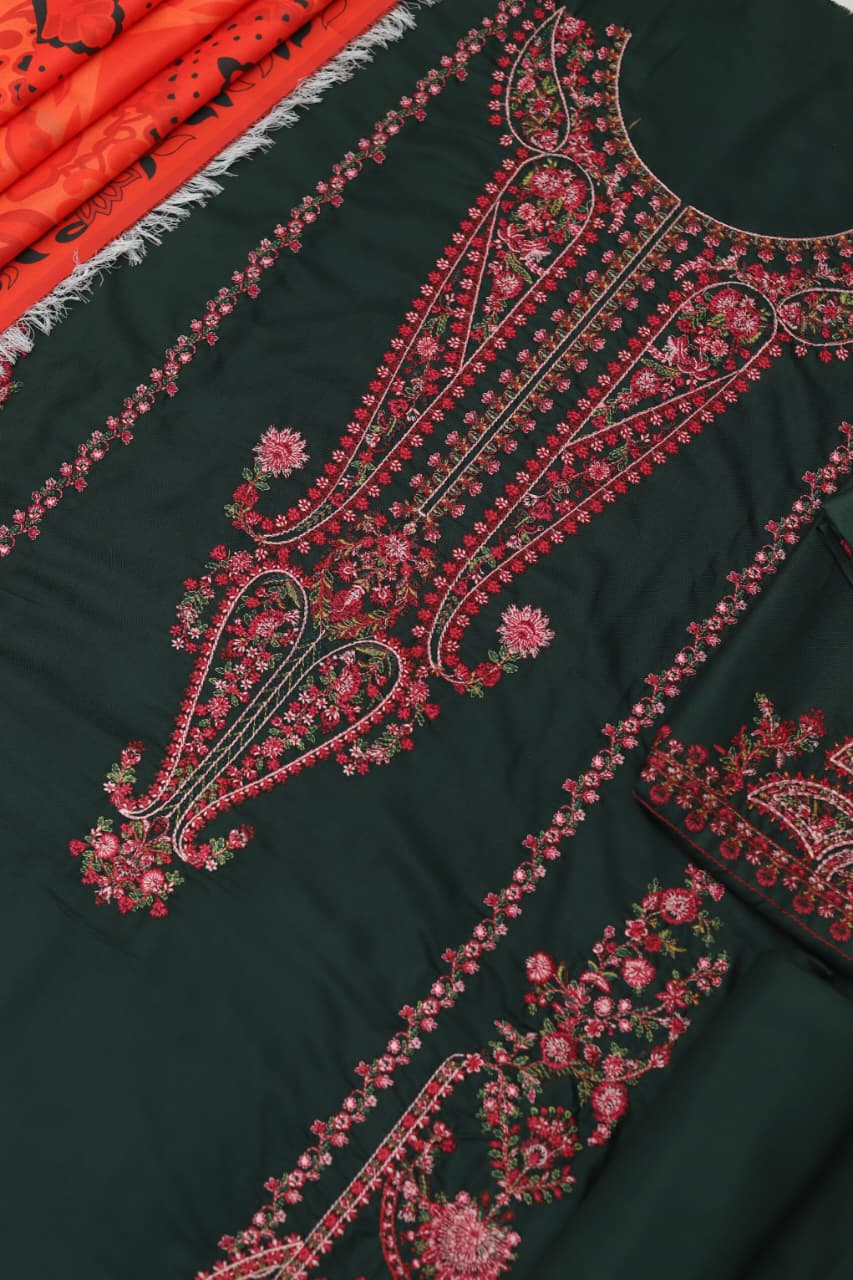 Maria B Dhanak Embroidered 3-Piece Suit