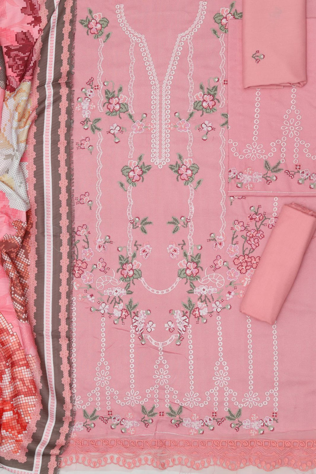 Maria B Dhanak Embroidered 3-Piece Suit