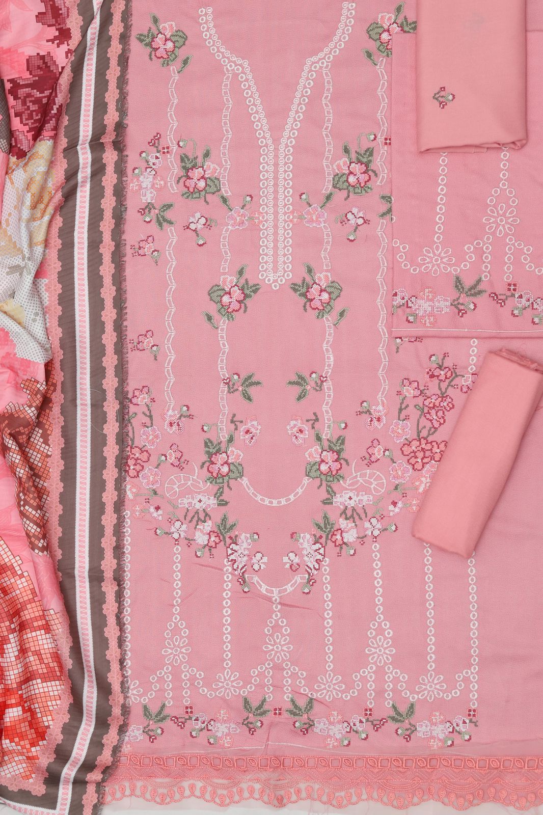 Maria B Dhanak Embroidered 3-Piece Suit