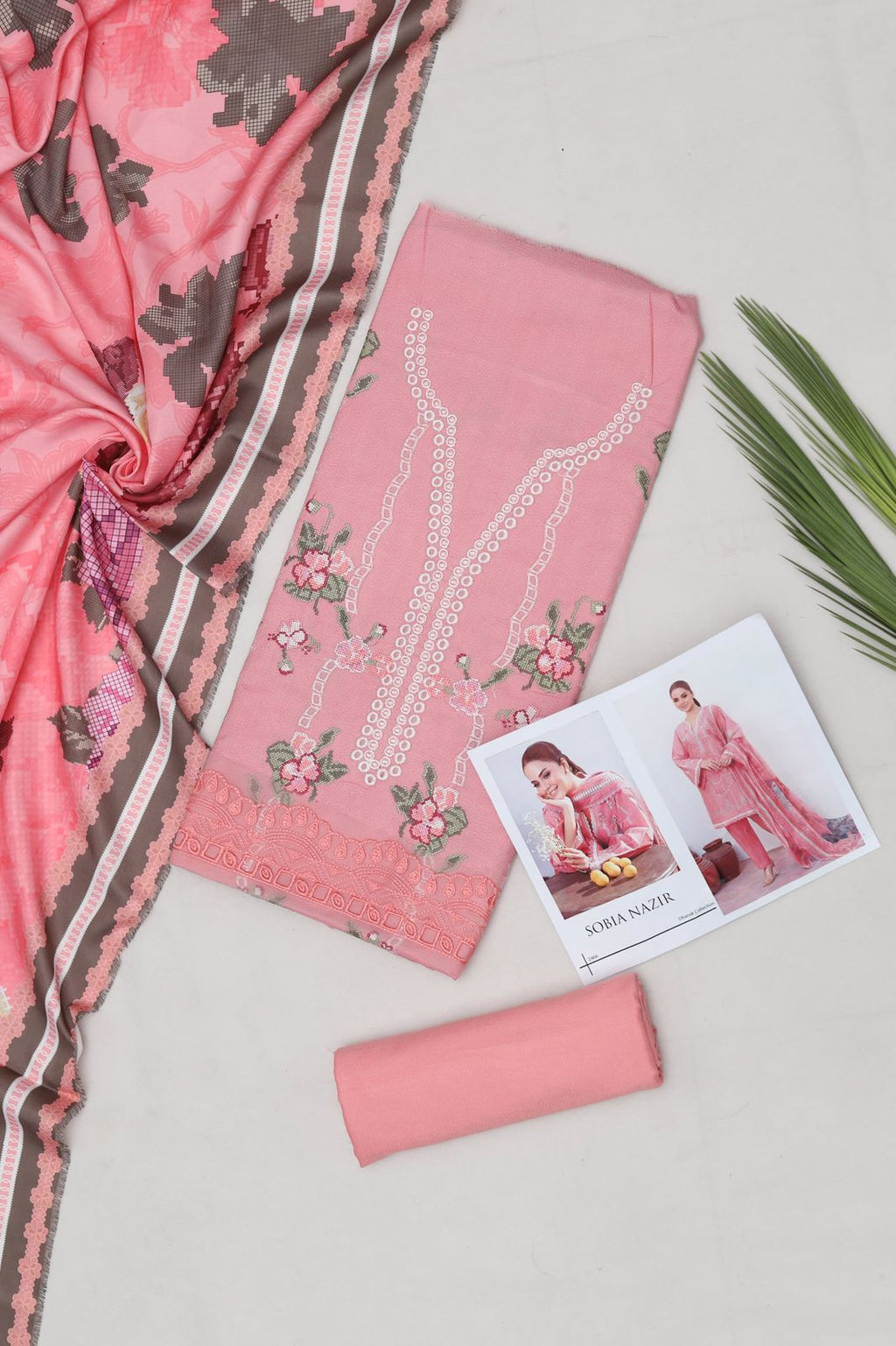 Maria B Dhanak Embroidered 3-Piece Suit