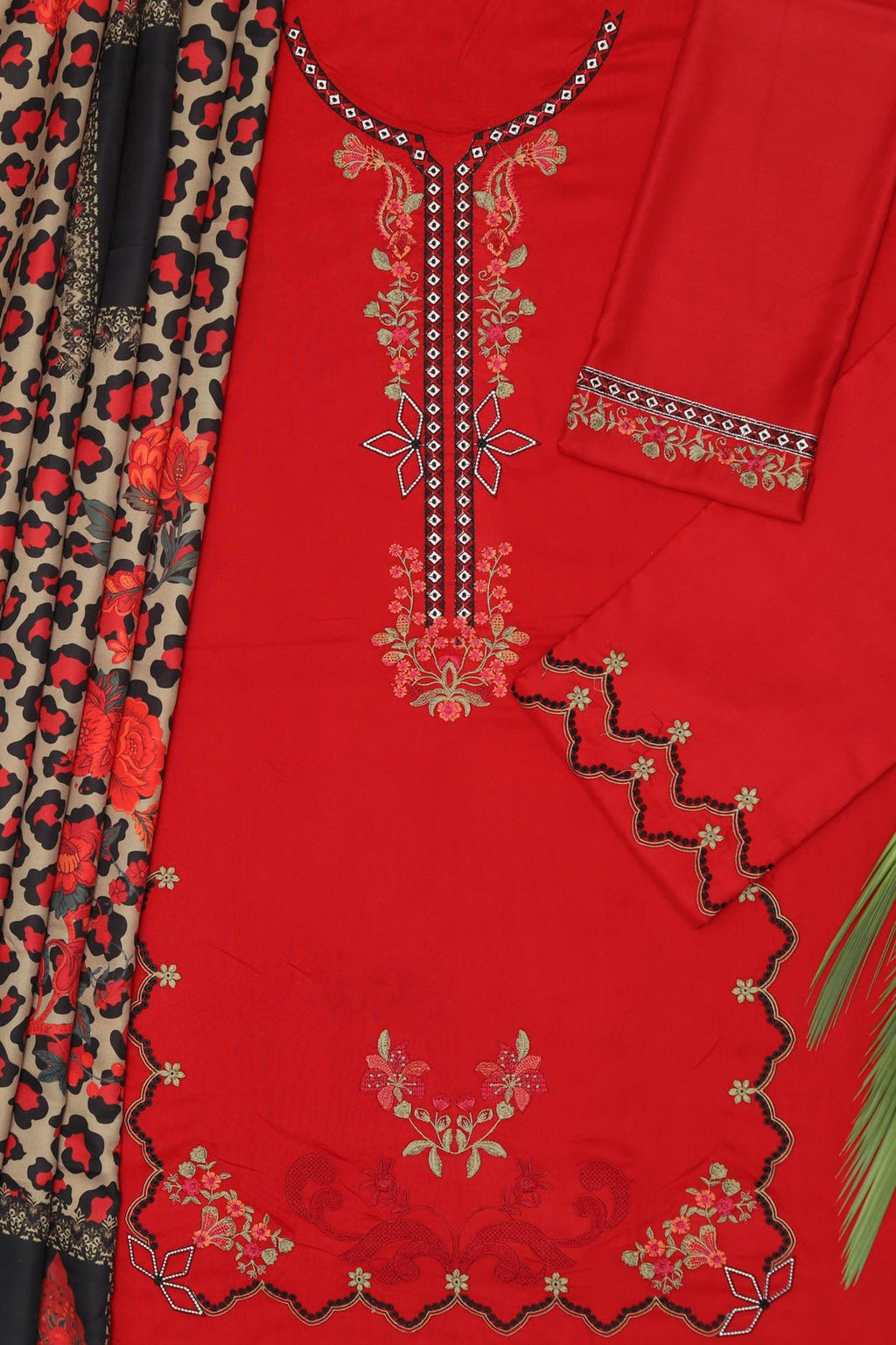 Maria B Dhanak Embroidered 3-Piece Suit