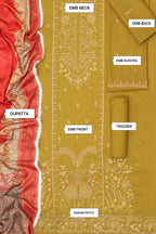 Maria B Dhanak Embroidered 3-Piece Suit