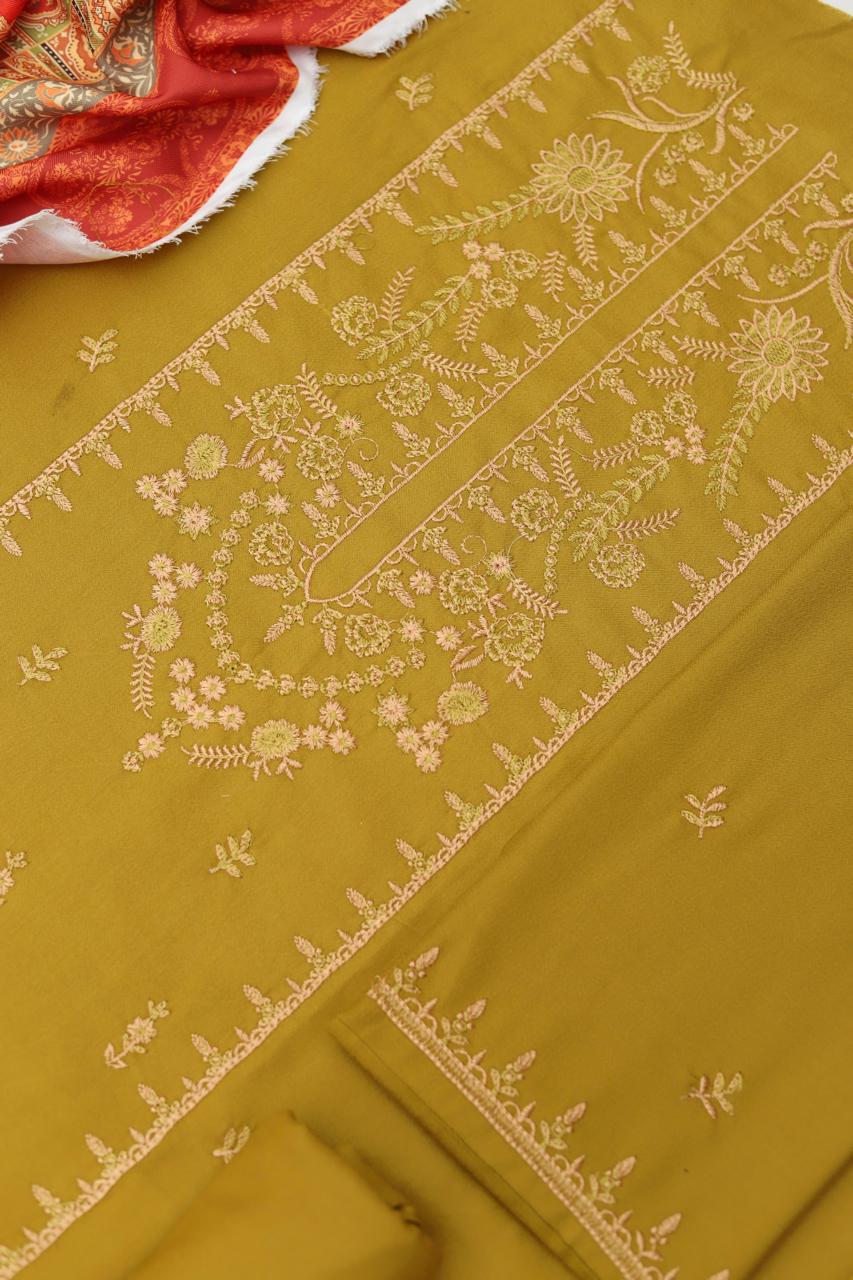 Maria B Dhanak Embroidered 3-Piece Suit