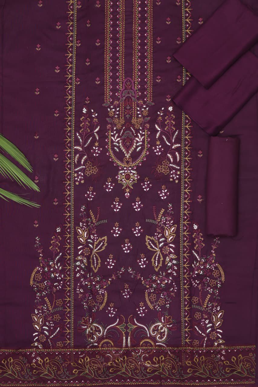 Maria B Dhanak Embroidered 3-Piece Suit
