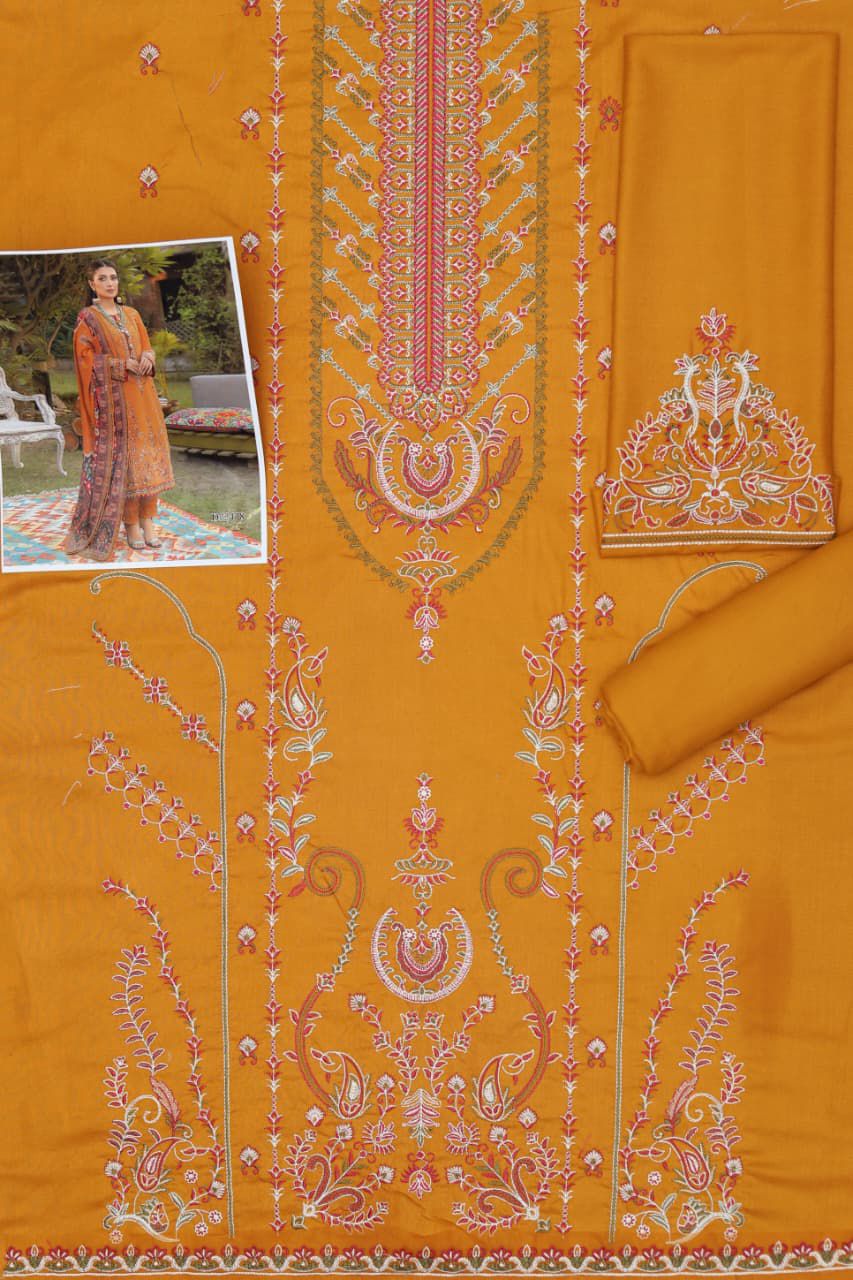 Maria B Dhanak Embroidered 3-Piece Suit