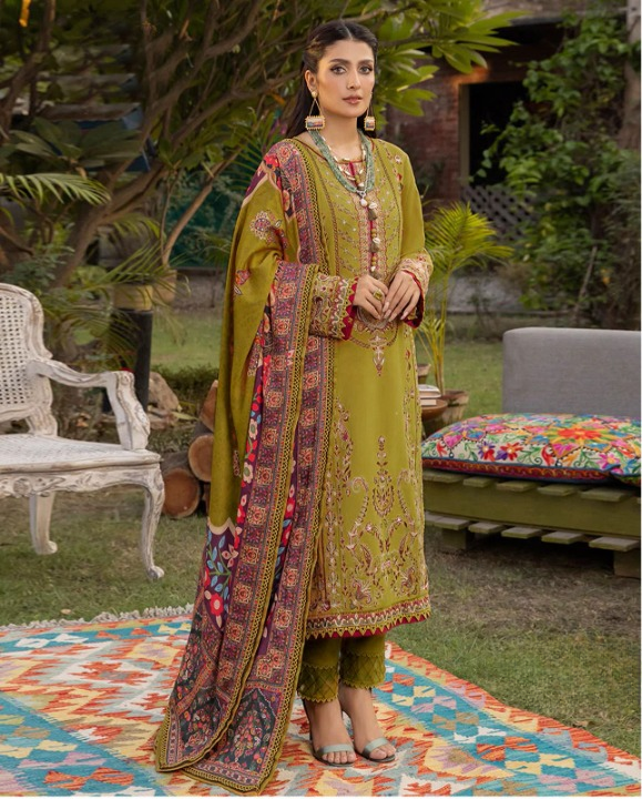 Maria B Dhanak Embroidered 3-Piece Suit