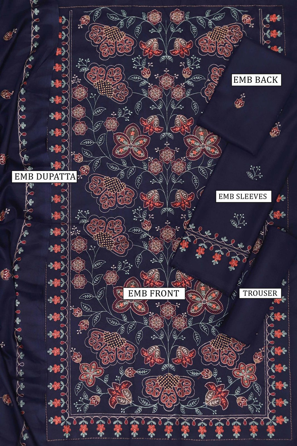 Maria B Dhanak Embroidered 3-Piece Suit