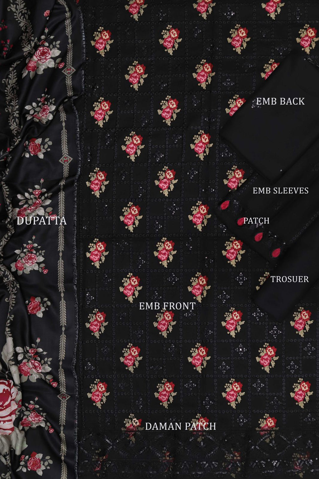 Maria B Dhanak Embroidered 3-Piece Suit