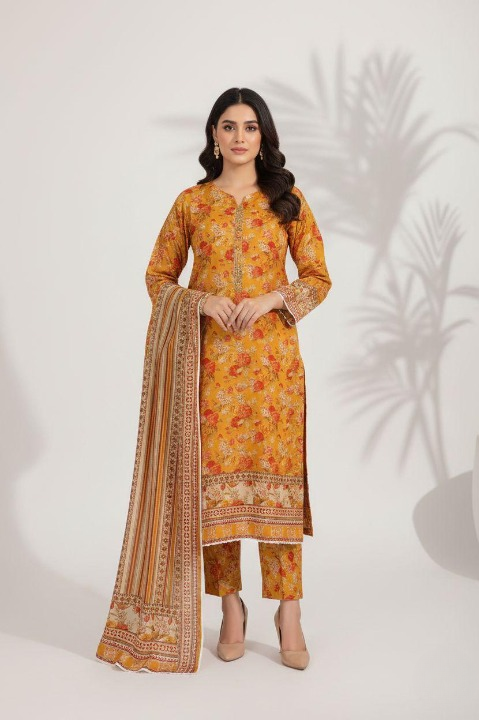 Premium Slub Khaddar Printed 3-Piece Suit