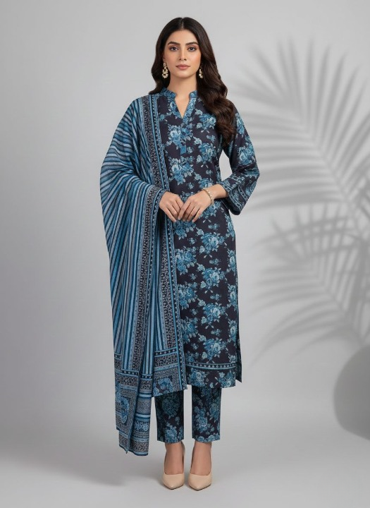 Premium Slub Khaddar Printed 3-Piece Suit