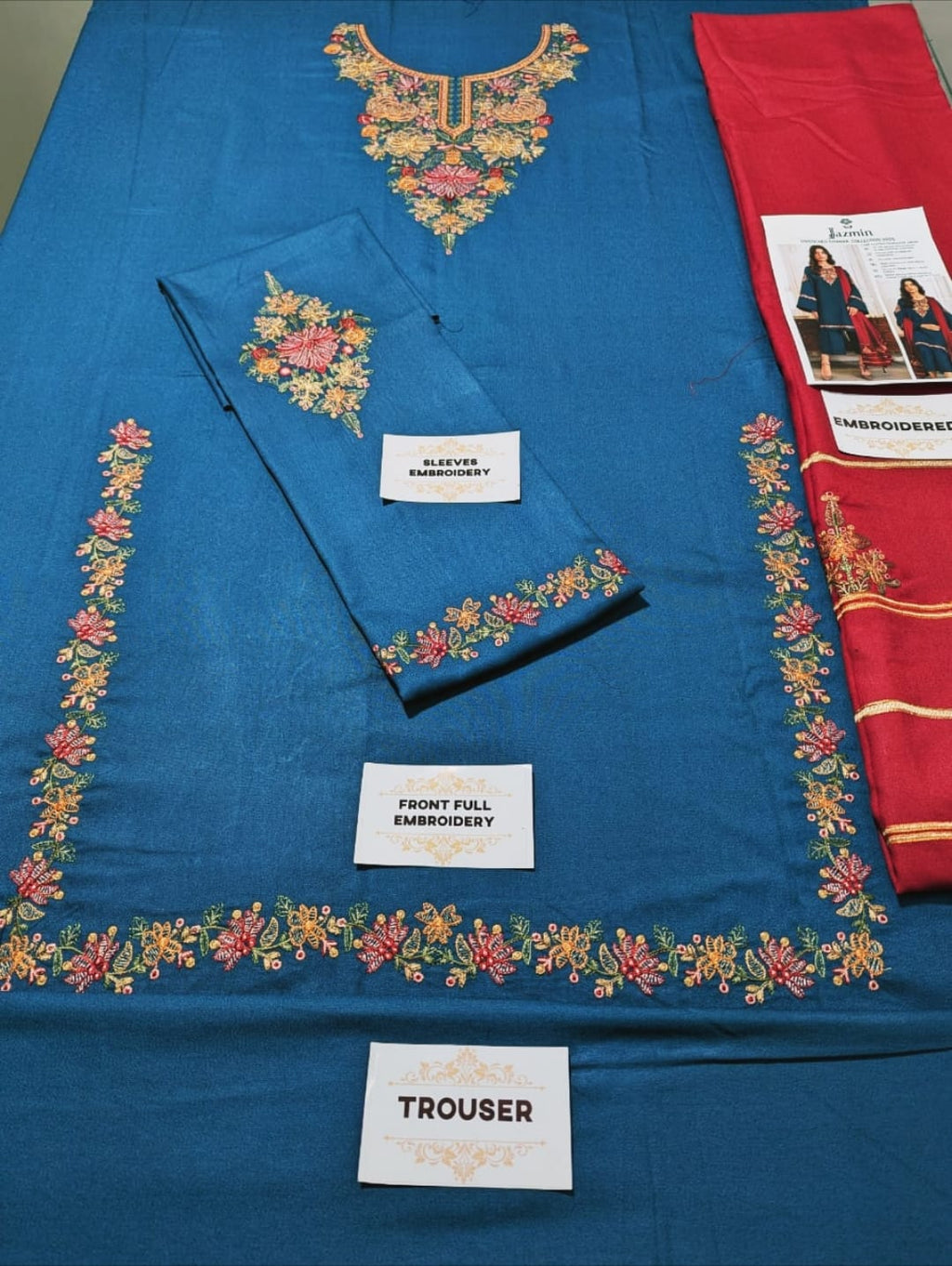 Dhanak Embroidered 3-Piece Suit