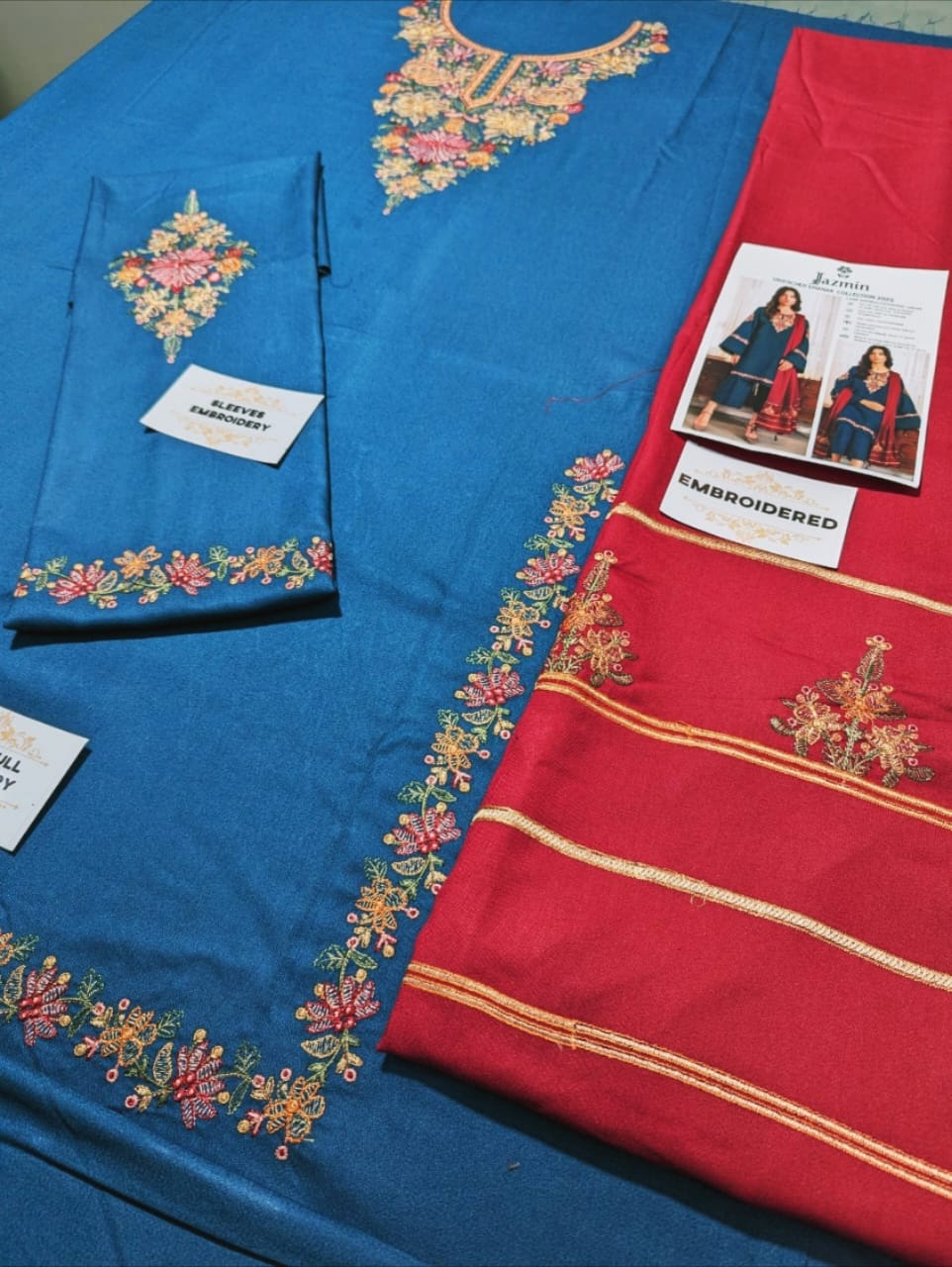 Dhanak Embroidered 3-Piece Suit