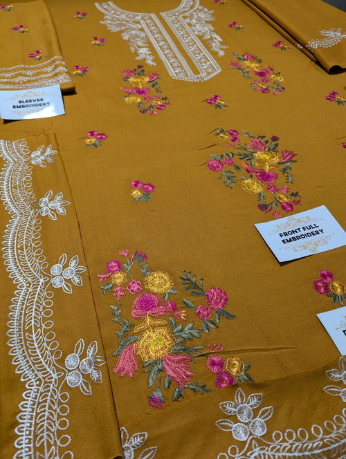 Dhanak Embroidered 3-Piece Suit