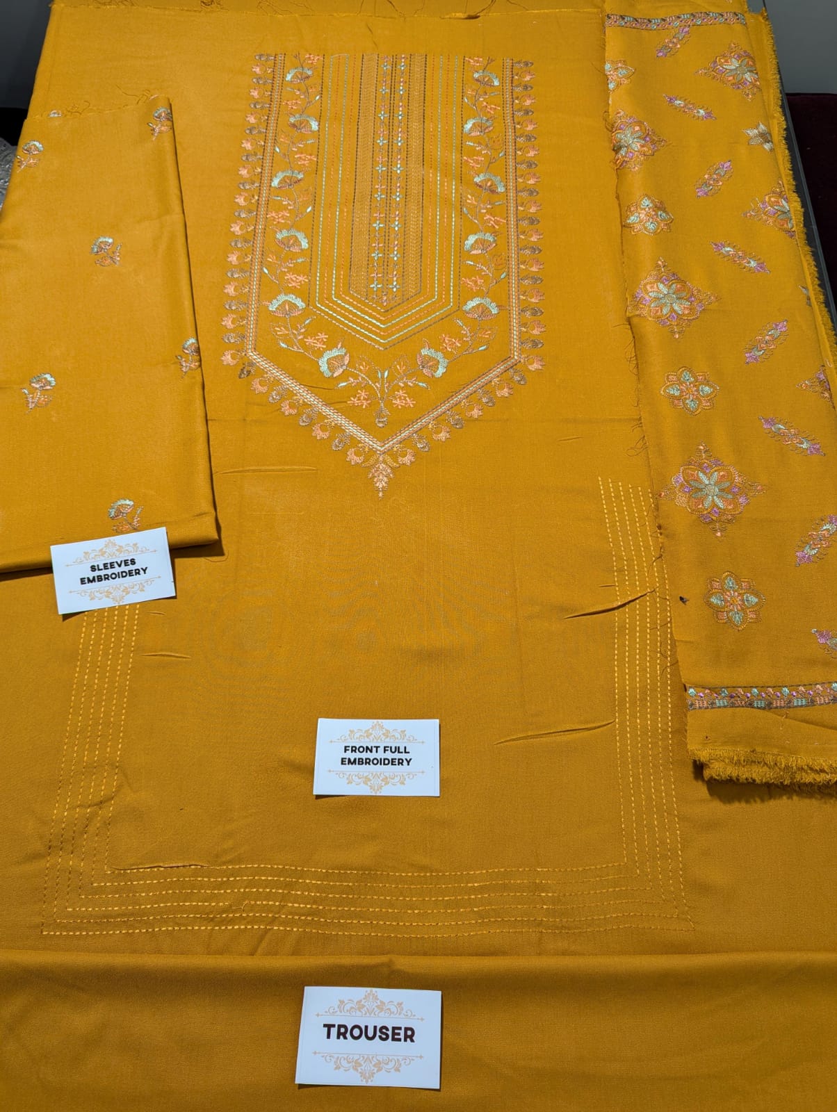 Dhanak Embroidered 3-Piece Suit