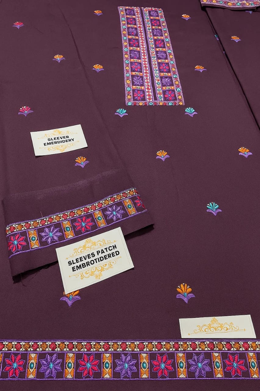 Dhanak Embroidered 3-Piece Suit