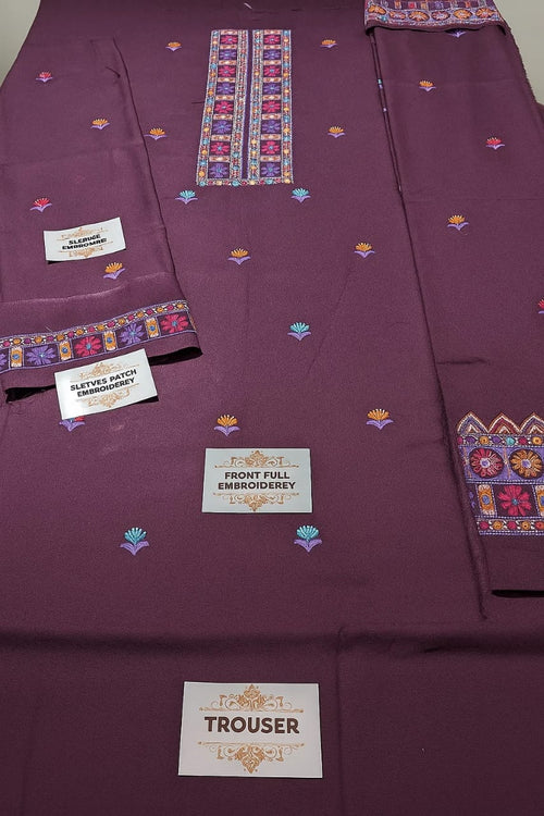 Dhanak Embroidered 3-Piece Suit