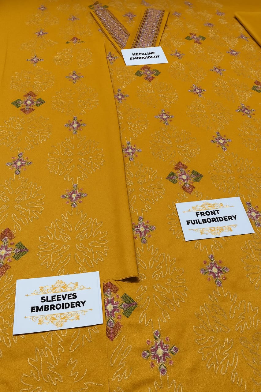 Dhanak Embroidered 3-Piece Suit