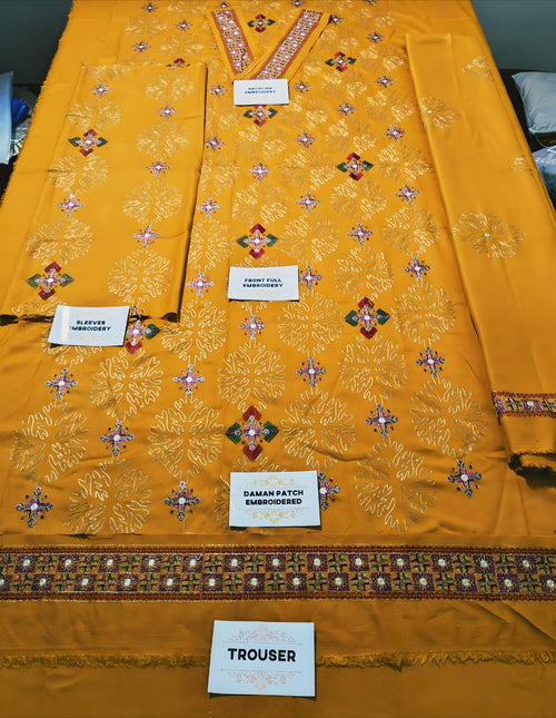 Dhanak Embroidered 3-Piece Suit