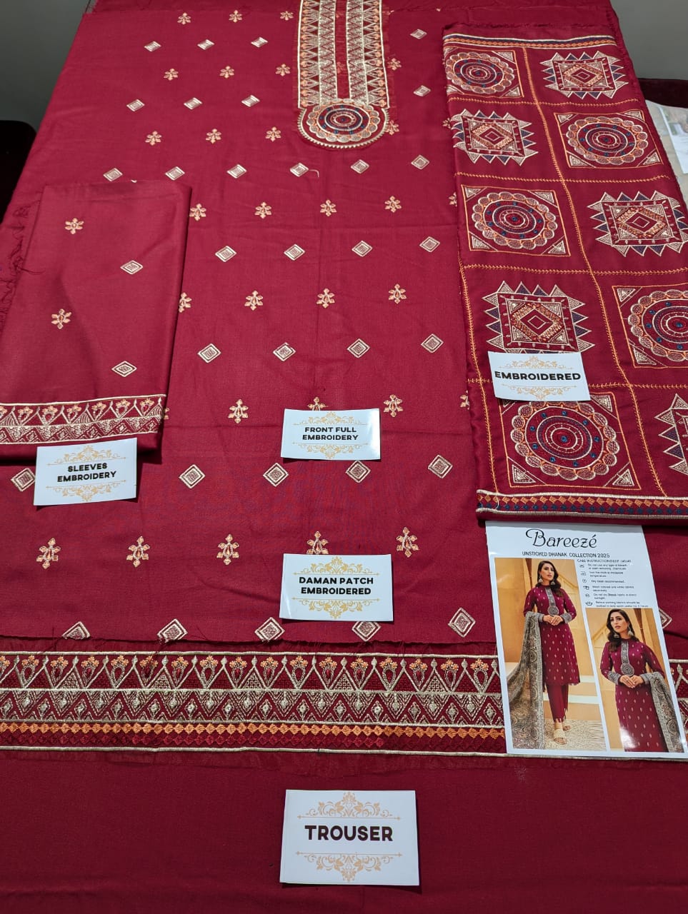 Dhanak Embroidered 3-Piece Suit