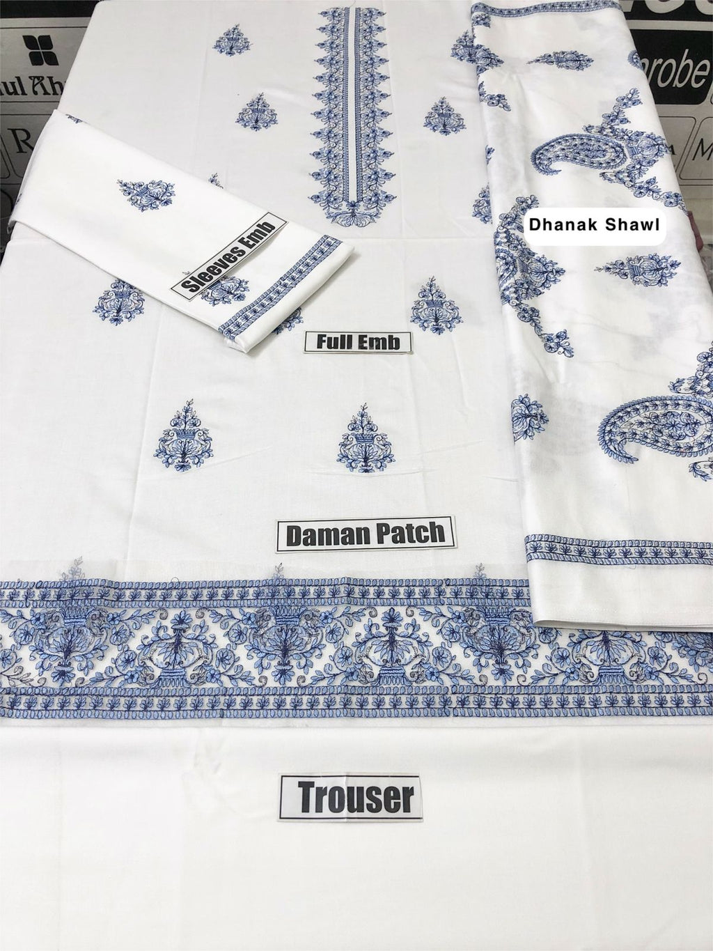 Dhanak Embroidered 3-Piece Suit