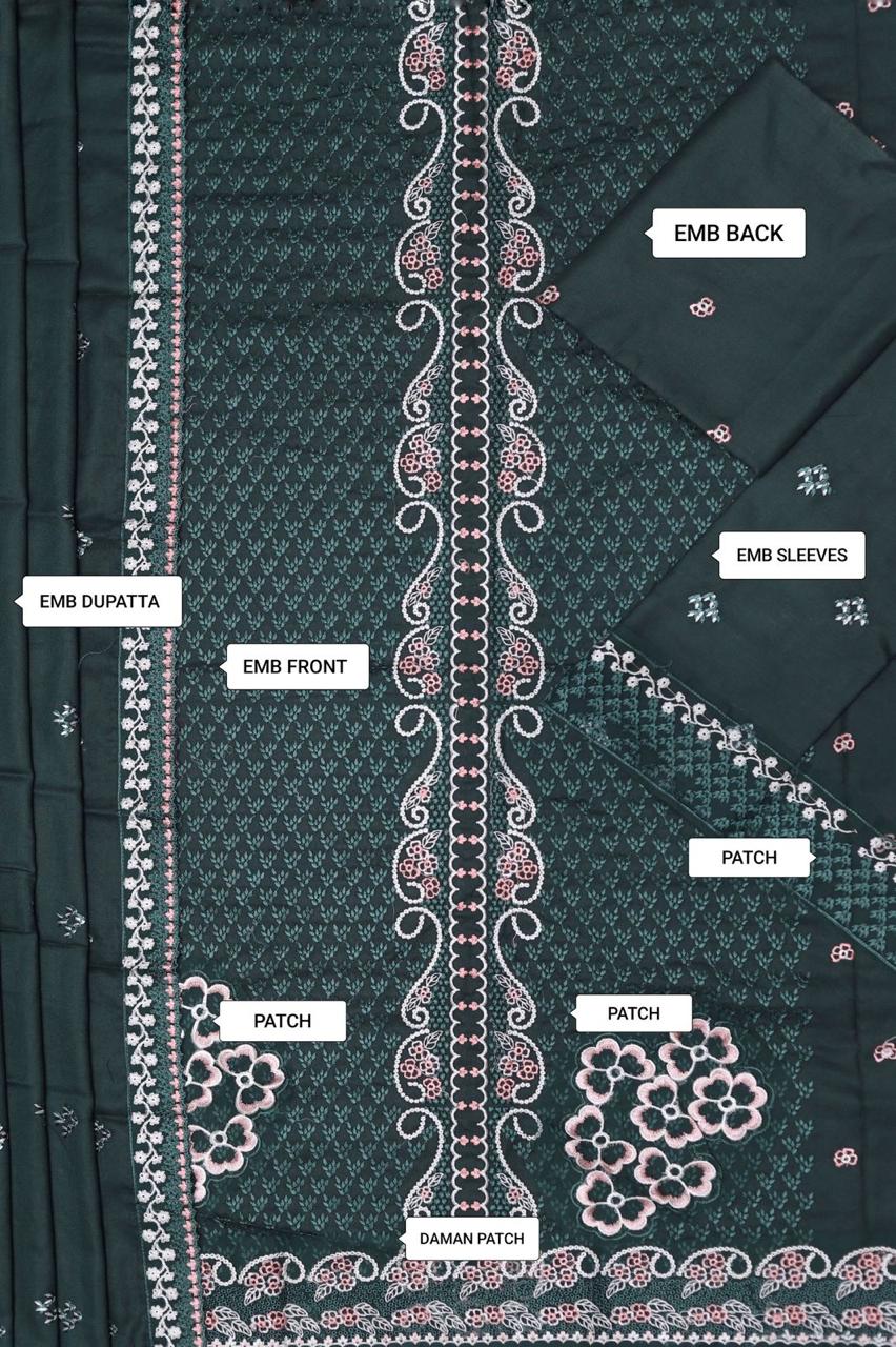 Maria B Dhanak Embroidered 3-Piece Suit