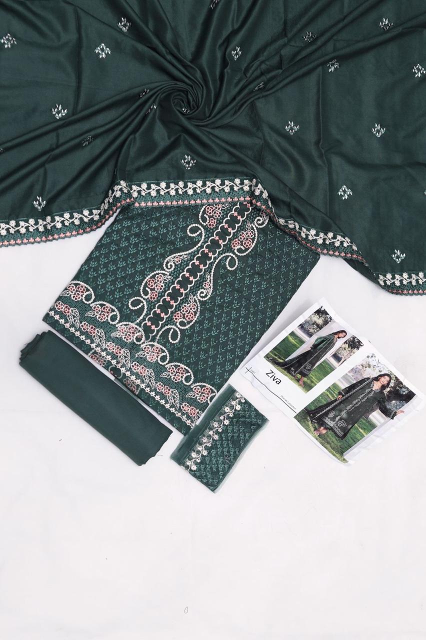 Maria B Dhanak Embroidered 3-Piece Suit