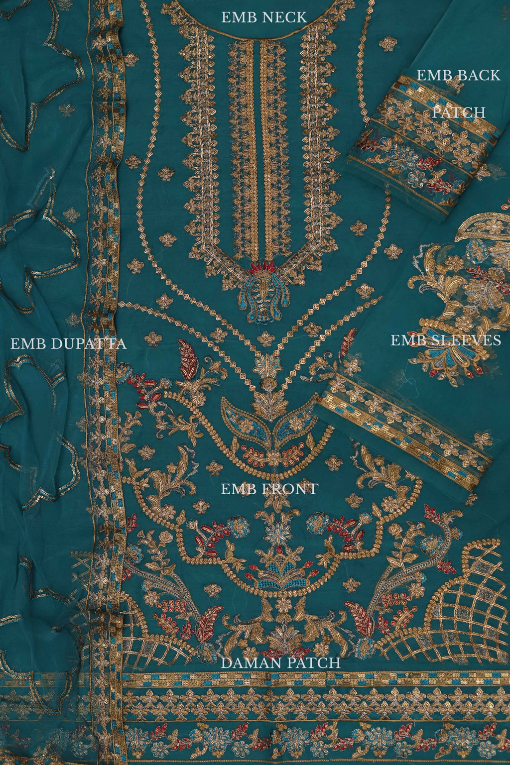 Organza Sequins Party Wear Suit