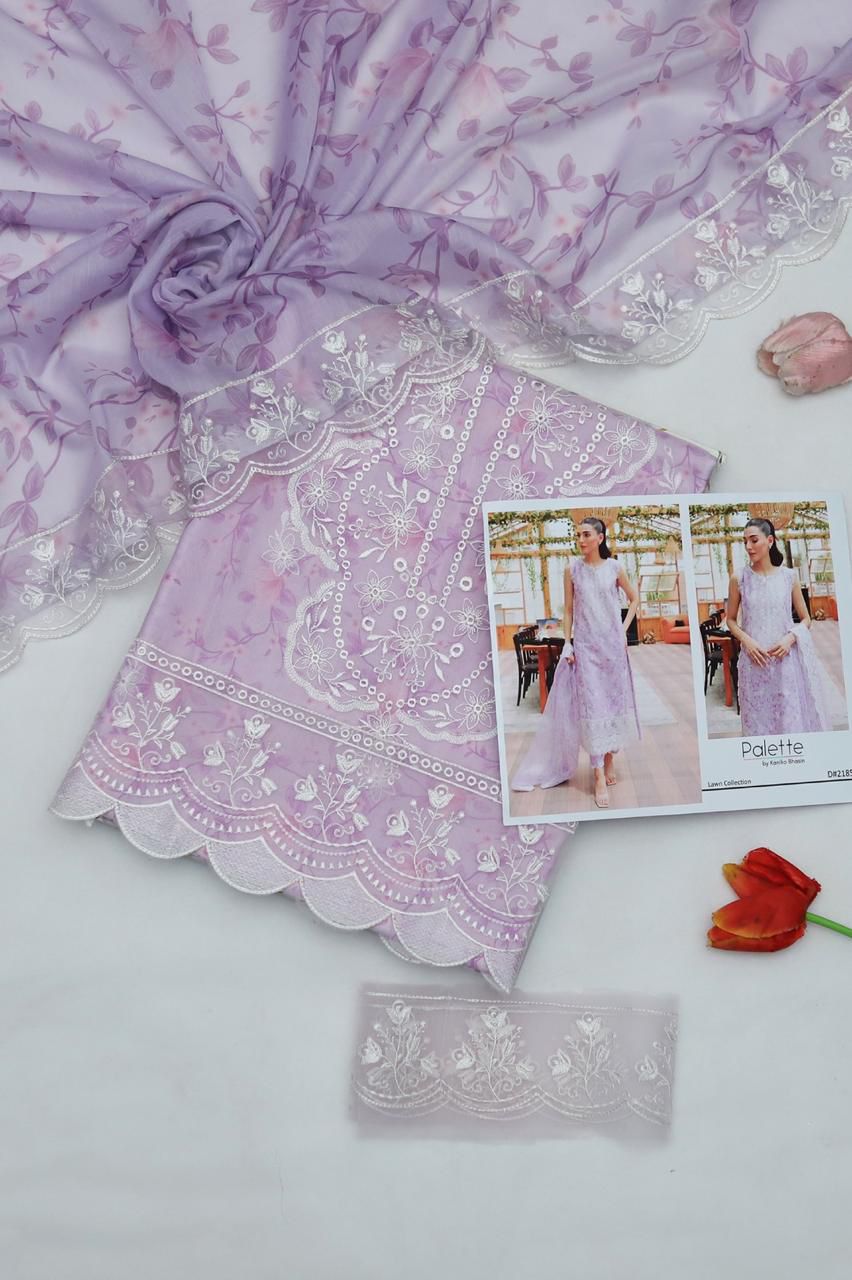 Premium Lawn 3-Piece Suit with Chiffon Dupatta