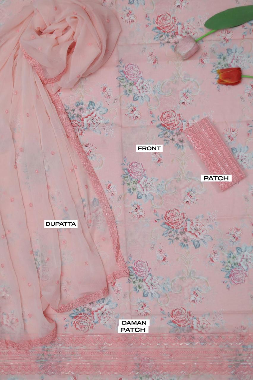 Premium Lawn 3-Piece Suit with Chiffon Dupatta