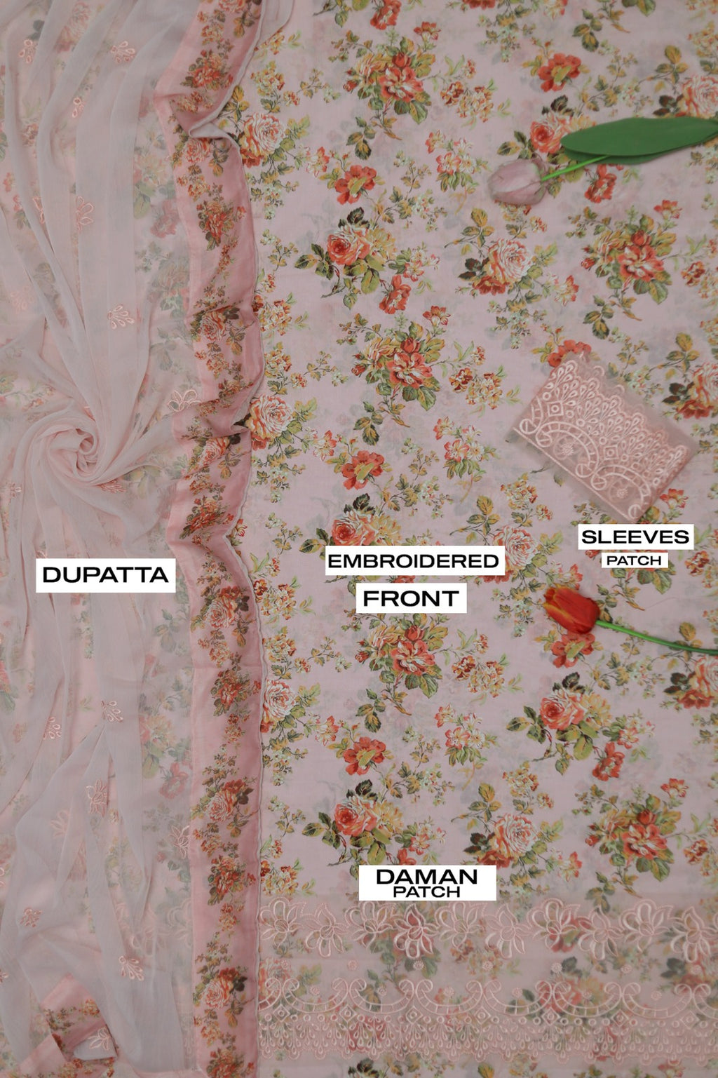 Premium Lawn 3-Piece Suit with Chiffon Dupatta