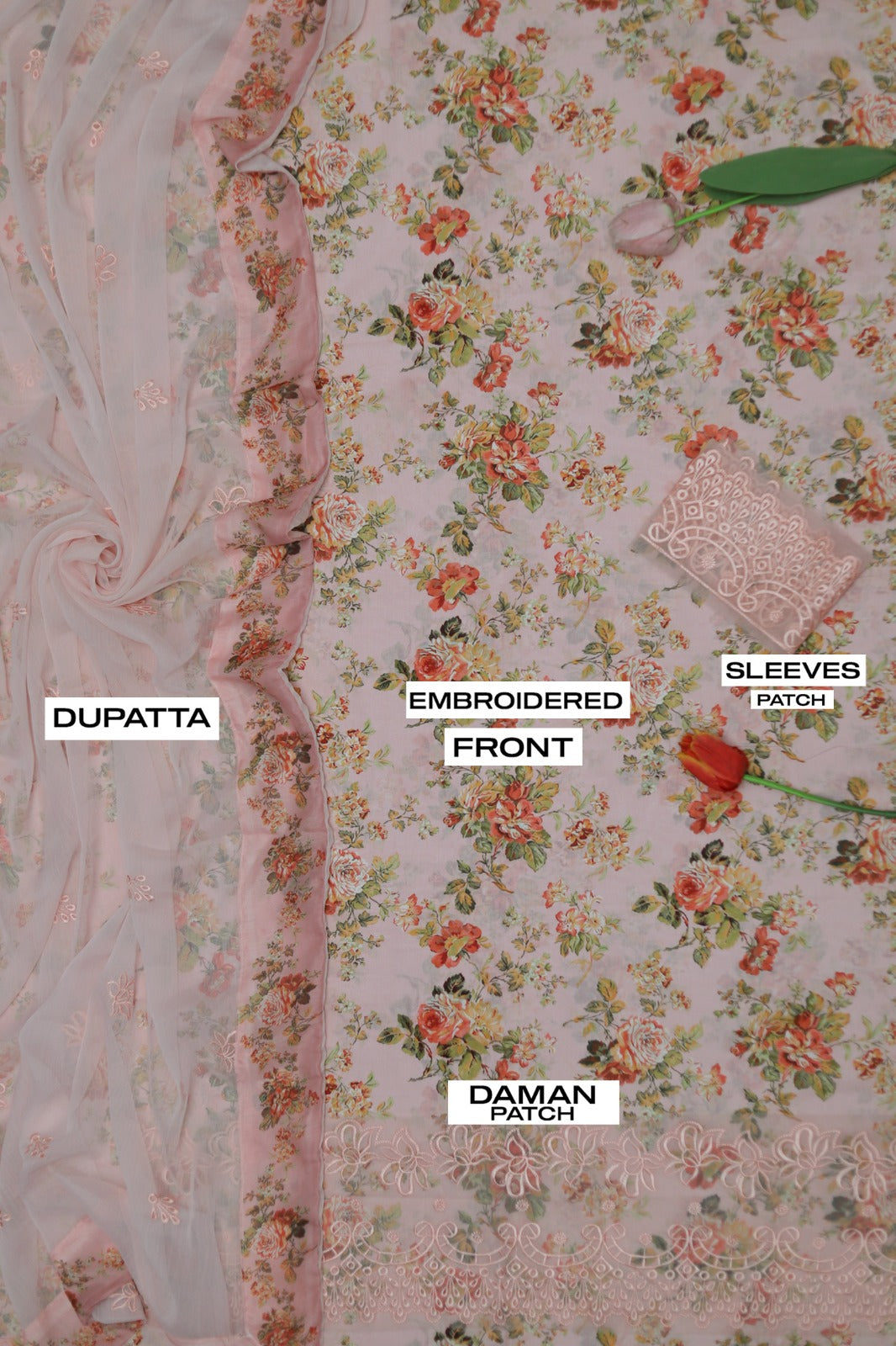 Premium Lawn 3-Piece Suit with Chiffon Dupatta