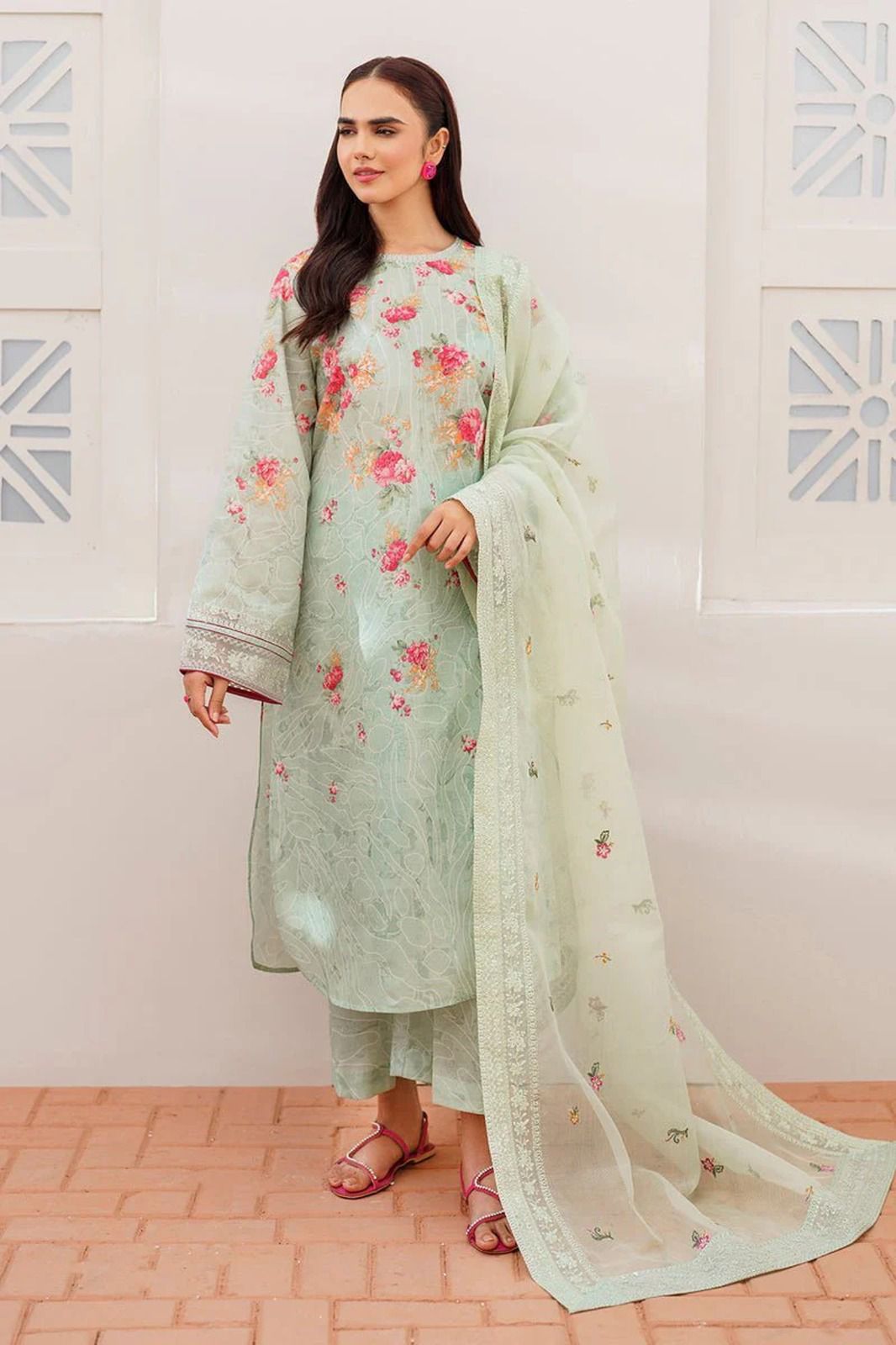 Premium Lawn 3-Piece Suit with Chiffon Dupatta
