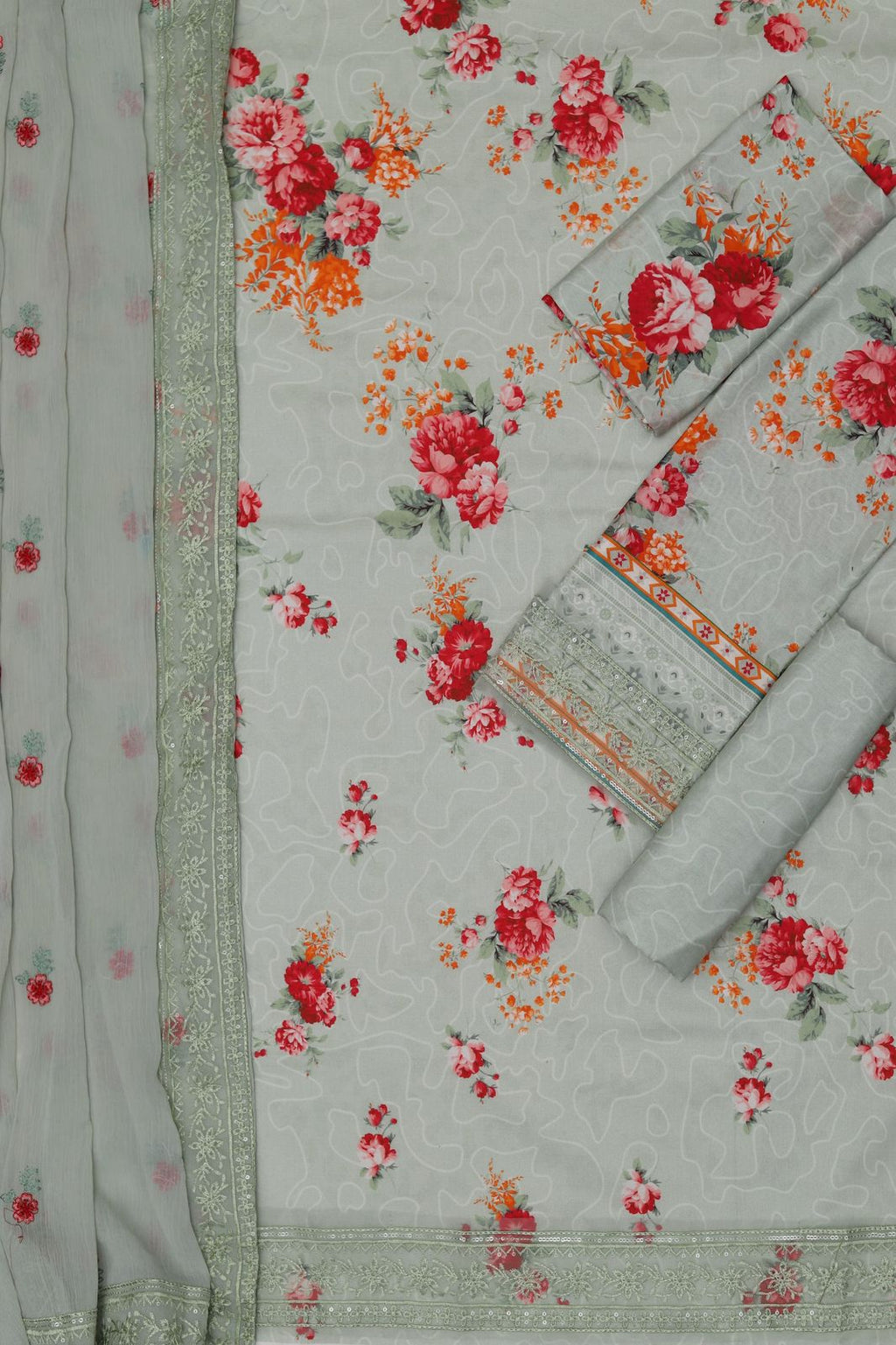 Premium Lawn 3-Piece Suit with Chiffon Dupatta