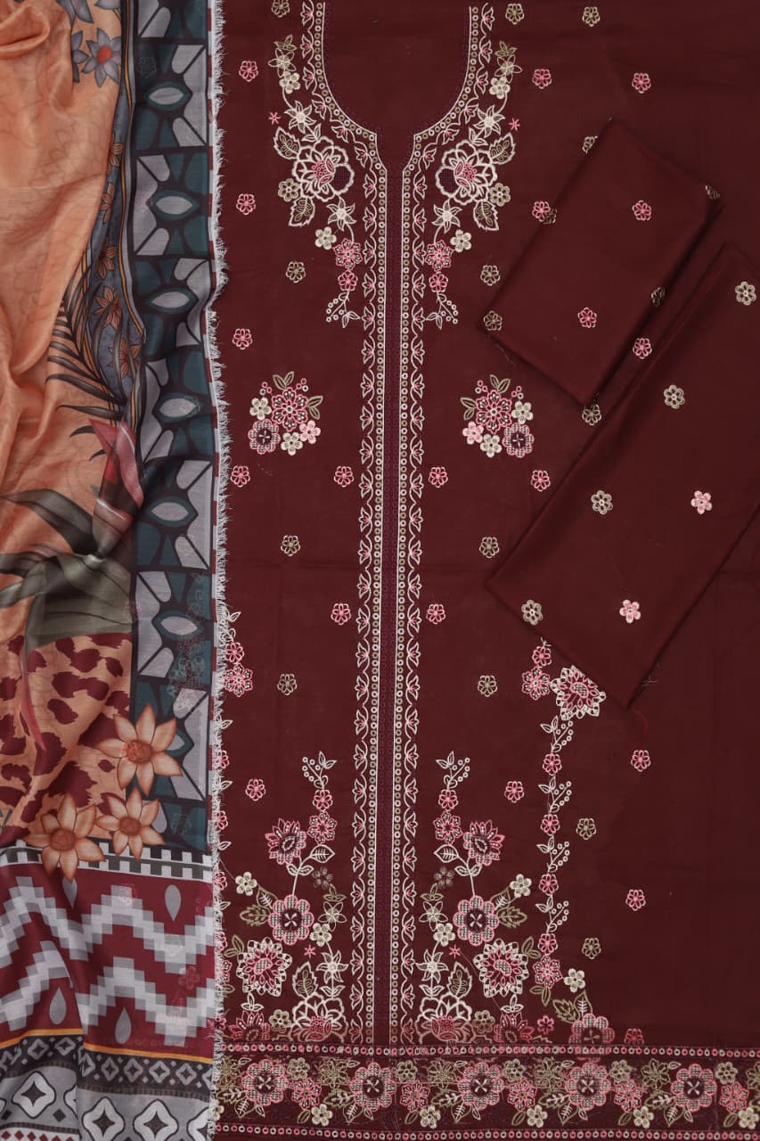 Maria B Lawn Embroidered 3-Piece Suit