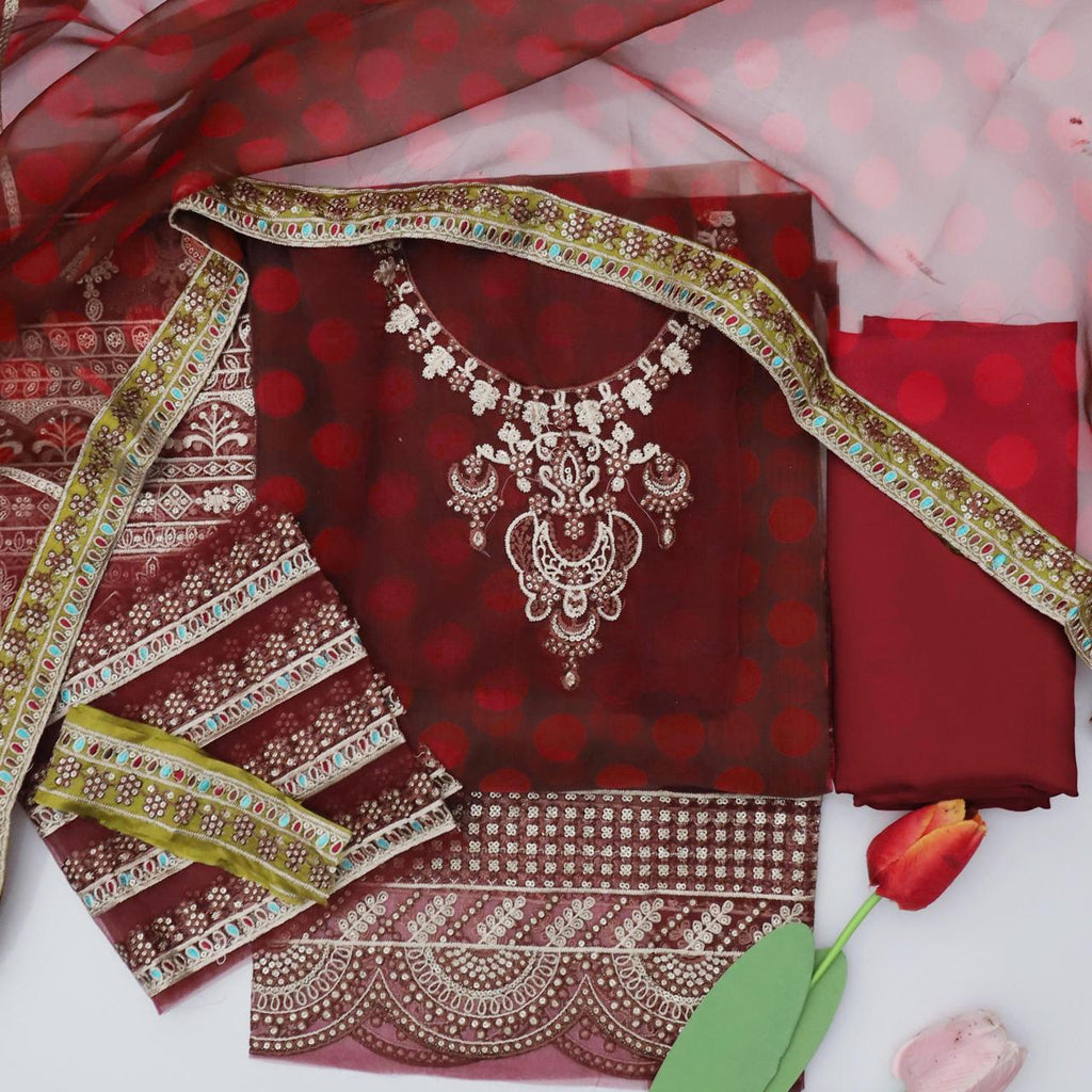 Maria B Luxury Sequins Organza 3-Piece Suit