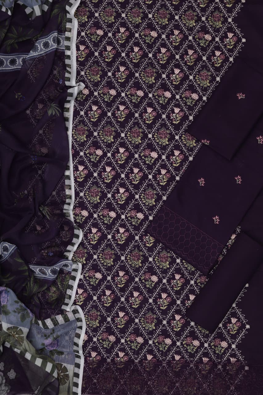 Maria B Lawn Embroidered 3-Piece Suit