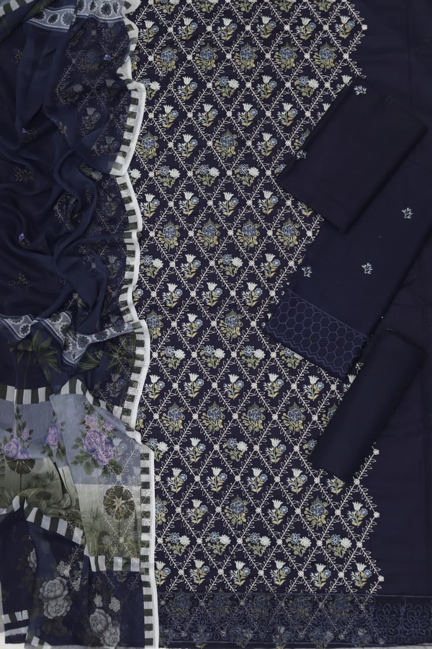 Maria B Lawn Embroidered 3-Piece Suit