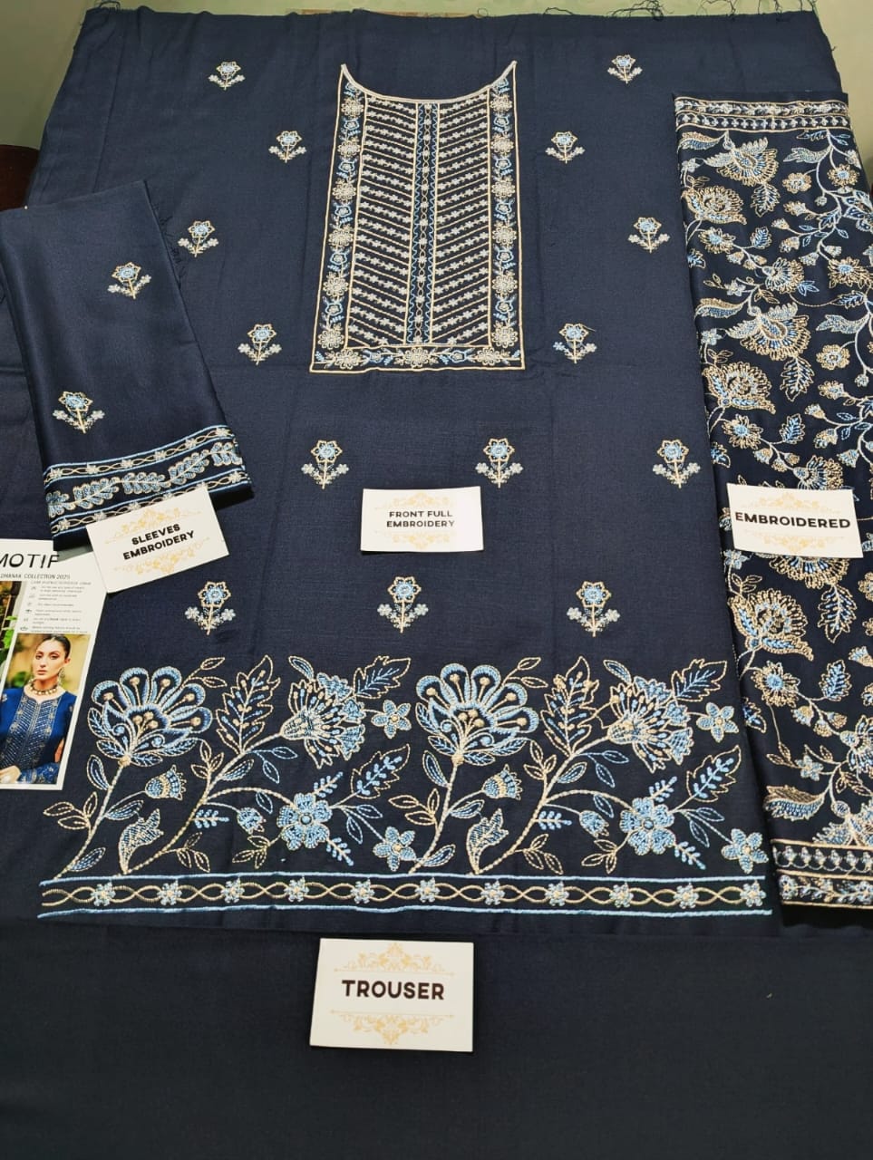 Dhanak Embroidered 3-Piece Suit