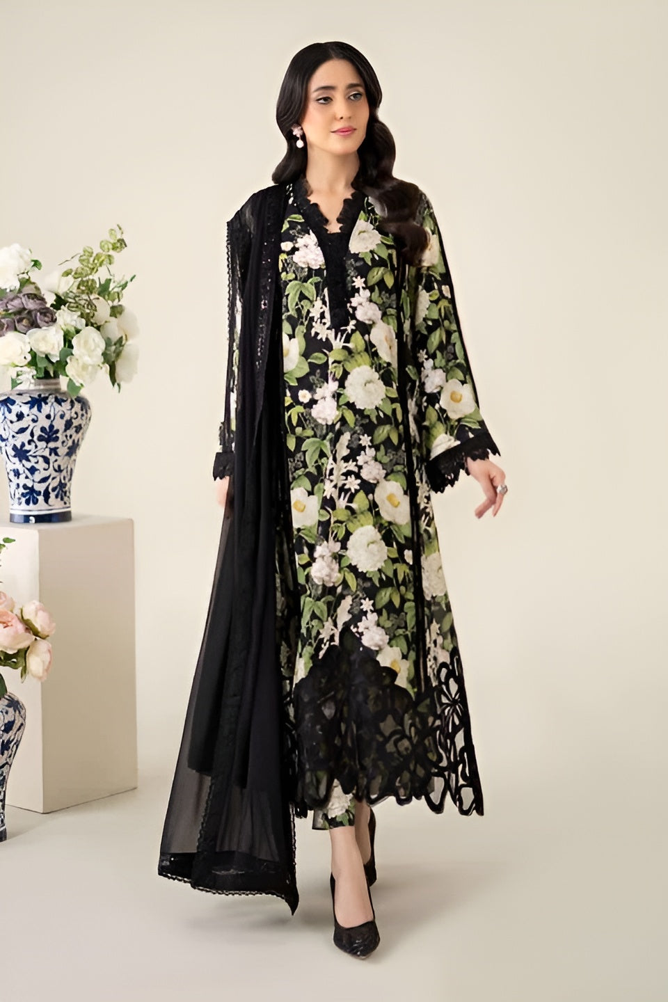 Premium Lawn 3-Piece Suit with Chiffon Dupatta