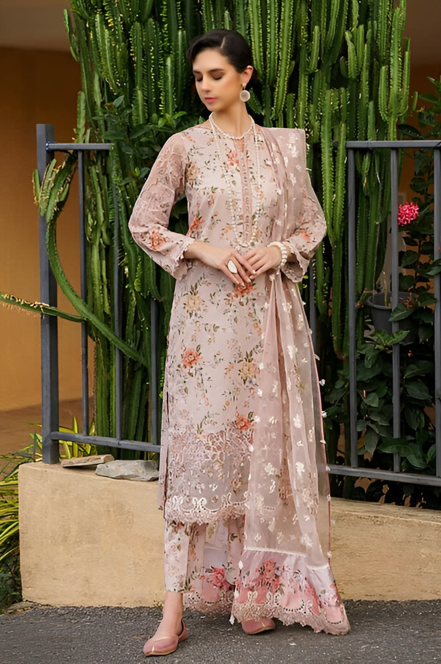 Premium Lawn 3-Piece Suit with Chiffon Dupatta